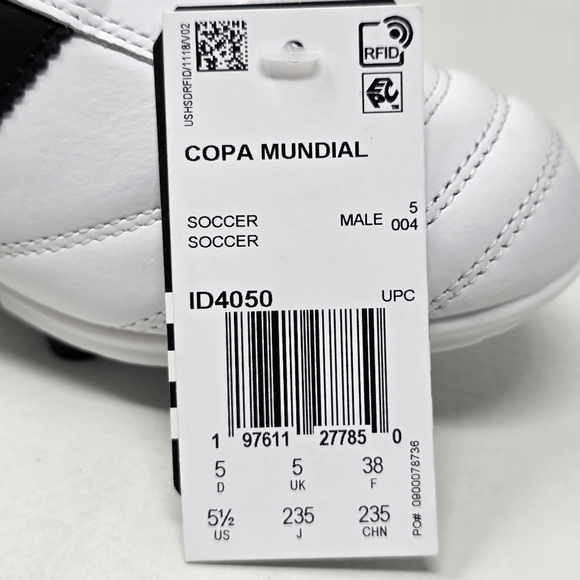 Adidas Copa Mundial Men’s Leather Soccer Cleats White Black Size 5.5 ID4050 New main image 12